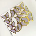 Elegant gold foil purple marble butterfly cake toppers for birthday cake decoration set - Set (Gold Stamping Gradient) / Purple