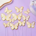 Elegant gold foil butterfly cake toppers for birthday party and dessert table decorations - H01-purple