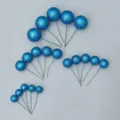 Bolas de espuma con purpurina azul para tarta con tallos de alambre decoracion fiesta - Bola con Purpurina (Tamaños Mixtos) / Juego de 20 Piezas / Azul