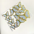 Elegant gold foil blue butterfly cake toppers sheet for birthday party cake decoration - Set (Gold Stamping Gradient) / Blue