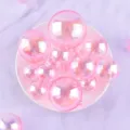 Colorful bubble balls cake toppers, pink iridescent spheres for birthday party decor and baking. - 3cm (Pack of 3) / Pink