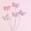 Sparkling glitter butterfly cake toppers in pastel gradient colors for party decor - 5 Butterfly Pieces (Random Colors) / Multi-color Gradient