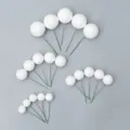 Bolas de espuma blanca en tallos de alambre para decoracion de tartas fiesta cumple. - Bola con Purpurina (Tamaños Mixtos) / Juego de 20 Piezas / Blanco