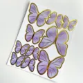 Violette Aquarell-Schmetterling-Kuchendeko mit Goldfolie für Geburtstagsfeiern - Set (Stil 3) / Lila