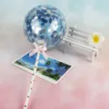 5-Zoll blauer Konfetti-Ballon Tortenaufsatz mit rosa Schleife und Sternenstab - Blau