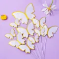 Handcrafted white butterfly cake toppers with elegant gold foil borders for dessert decor - H02-purple / 10 Pack Set
