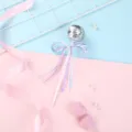 Sequin ball cake topper with colorful ribbons and pearls for cute party dessert decorations. - Silver