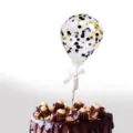 5-Zoll Konfetti-Ballon Tortenaufsatz mit goldener Sternenstange und rosa Schleife - Schwarz