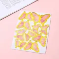 Set of pink gold-foiled butterfly cake toppers for birthday dessert table DIY decor - Butterfly Style (H04) / Pink