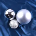 Silver decorative cake balls set, shiny matte and glitter finish ornaments for party decor. - Silver Wishing Ball / 3 Pieces/Pack / Silver