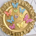 Bunte Bronzing-Schmetterling-Kuchendekorationen in verschiedenen Größen für Geburtstage - Schmetterling mit Perlen / Gemischte Größen (4-9 cm) / Zufällige Mischfarben
