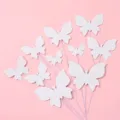 White butterfly cake topper set for DIY dessert and birthday party decoration - Solid Color Butterfly Style (H08) / White