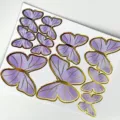 Purple butterfly cake toppers with gold foil trim for DIY birthday party decoration - Watercolor Butterfly Style (H05) / Purple