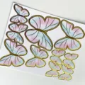 Colorful watercolor butterfly cake toppers with gold foil trim for birthday decoration - Watercolor Butterfly Style (H05) / Green