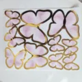 Set of 12 purple watercolor butterfly cake toppers with elegant gold foil edges - Elegant Butterfly Style (H06) / Pink