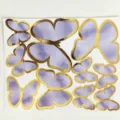 Set of lavender butterflies with gold foil edges for DIY cake decoration - Elegant Butterfly Style (H06) / Purple
