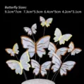 Elegant blue gold foil butterfly cake toppers in multiple sizes for dessert DIY. - H03-Blue