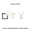 Rundschliff Moissanit-Halskette Set mit weißer Geschenkbox und GRA-Zertifikat - Moissanit Anhänger (6.5mm) / Schubladenbox + GRA-Zertifikat