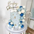 DIY Bohemian cake balls decoration set in blue and white color matching for party and wedding. - Dark Blue Light Blue White Cake Balls