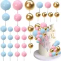 DIY cake decoration balloon balls set, blue, pink and gold for birthday party wedding cake. - Blue Gold Pink Cake Balls