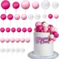 32pcs DIY cake decorating balls pink white sphere toppers for birthday party wedding - Rose Red Pink White Cake Balls