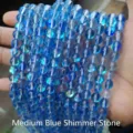 Levendige 8 mm middelblauwe iriserende glaskralen voor het maken van DIY-sieraden - Iridiserend Middelblauw Glanzend / 10mm (ongeveer 37 kralen)