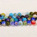Perles de verre Millefiori colorées avec motifs floraux pour bijoux DIY - 10mm (37 Pièces/Paquet) / Perles Millefiori Fleur Mélangée