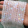 8mm matte witte glinsterende stenen kralen met iriserende glans voor DIY sieraden maken - Gematteerd Iridiserend Wit / 10mm (ongeveer 37 kralen)