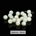 Natural Hetian jade 8mm half-hole round beads for DIY earring and jewelry making - Approx. 8mm / Natural Hetian Jade Round Through-Hole Bead