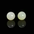 Natural Hetian jade half-hole round beads in pale yellow for DIY earring jewelry - approx 6mm / Natural Hetian Jade Half-Hole Bead