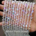 Irillerende witte flitssteen kralen 8mm ronde glazen kralen voor DIY sieraden maken - Synthetische flitssteen wit / 8mm ongeveer 47 stuks