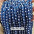 Strand of dark blue translucent round glass beads for DIY jewelry making accessories - Round Beads / 8mm (Approx. 108 Pcs/Strand, 80cm) / Dark Blue