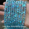 8mm meerblauw iriserende glazen kralen voor DIY sieraden maken en knutseldecoraties - Synthetische flitssteen meerblauw / 8mm ongeveer 47 stuks