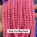 Premium deep pink round glass beads for DIY jewelry making accessories and crafts - Round Beads / 8mm (Approx. 108 Pcs/Strand, 80cm) / Deep Pink