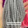 Premium smooth grey round glass beads for DIY jewelry making and craft accessories - Round Beads / 8mm (Approx. 108 Pcs/Strand, 80cm) / Gray