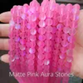 Hoogwaardige 8mm matroze flash stone glaskralen voor DIY-sieraden en diverse hobby's - Synthetische gematteerde flitssteen roze / 8mm ongeveer 47 stuks