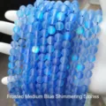 8mm matte middenblauwe flash stone glaskralen voor het maken van DIY-sieraden en decor - Synthetische gematteerde flitssteen middelblauw / 8mm ongeveer 47 stuks