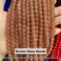 Polished round brown glass beads strands for DIY jewelry making and handmade accessories - 80cm Length / 8mm / Brown