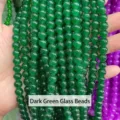 High quality dark green round glass beads for DIY jewelry making and handicraft accessories - 80cm Length / 8mm / Dark Green