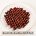 Pietre naturali ossidiana mogano, perline rotonde non forate per gioielli fai da te - 8mm / Pietra di Cigno d'Oro Naturale