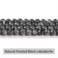 Gefacetteerde natuurlijke zwarte labradoriet ronde kralen 8mm voor DIY sieraden - Gefacetteerde Natuurlijke Zwarte Labradoriet / 6mm (ca. 60st)