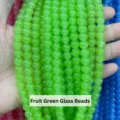 High-quality fruit green round glass loose beads for DIY jewelry making accessories - 80cm Length / 8mm / Fruit Green