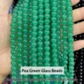 High quality pea green round glass bead strands for DIY jewelry making and craft supplies - 80cm Length / 8mm / Bean Green