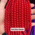 Premium vibrant red glass round beads for DIY jewelry making and craft accessories - Round Beads / 8mm (80cm Length) / Red