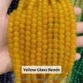 Bright yellow glass beads for DIY jewelry making accessories and handmade crafts - Round Beads / 8mm (80cm Length) / Yellow