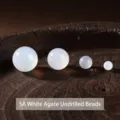 Perle tonde in agata bianca traslucida 5A premium per la creazione di gioielli fai da te - 6mm / Perline di Agata Bianca 5A Senza Foro
