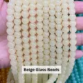 High quality cream yellow round glass beads for DIY jewelry making and crafts projects - Round Beads / 8mm (80cm Length) / Beige