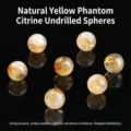 Perline di quarzo fantasma giallo naturale senza foro per la creazione di gioielli - 10mm / Perla di Cristallo a Torre Gialla Naturale Senza Foro