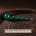 Perle di agata verde premium senza foro per gioielli fai da te in cinque dimensioni - 6mm / Grado 5A Perlina Tonda Senza Foro / Confezione da 10 / Verde scuro