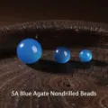 Perle tonde in agata blu senza foro, pietre naturali per creazione gioielli fai da te - 6mm / Perline di Agata Blu 5A Senza Foro
